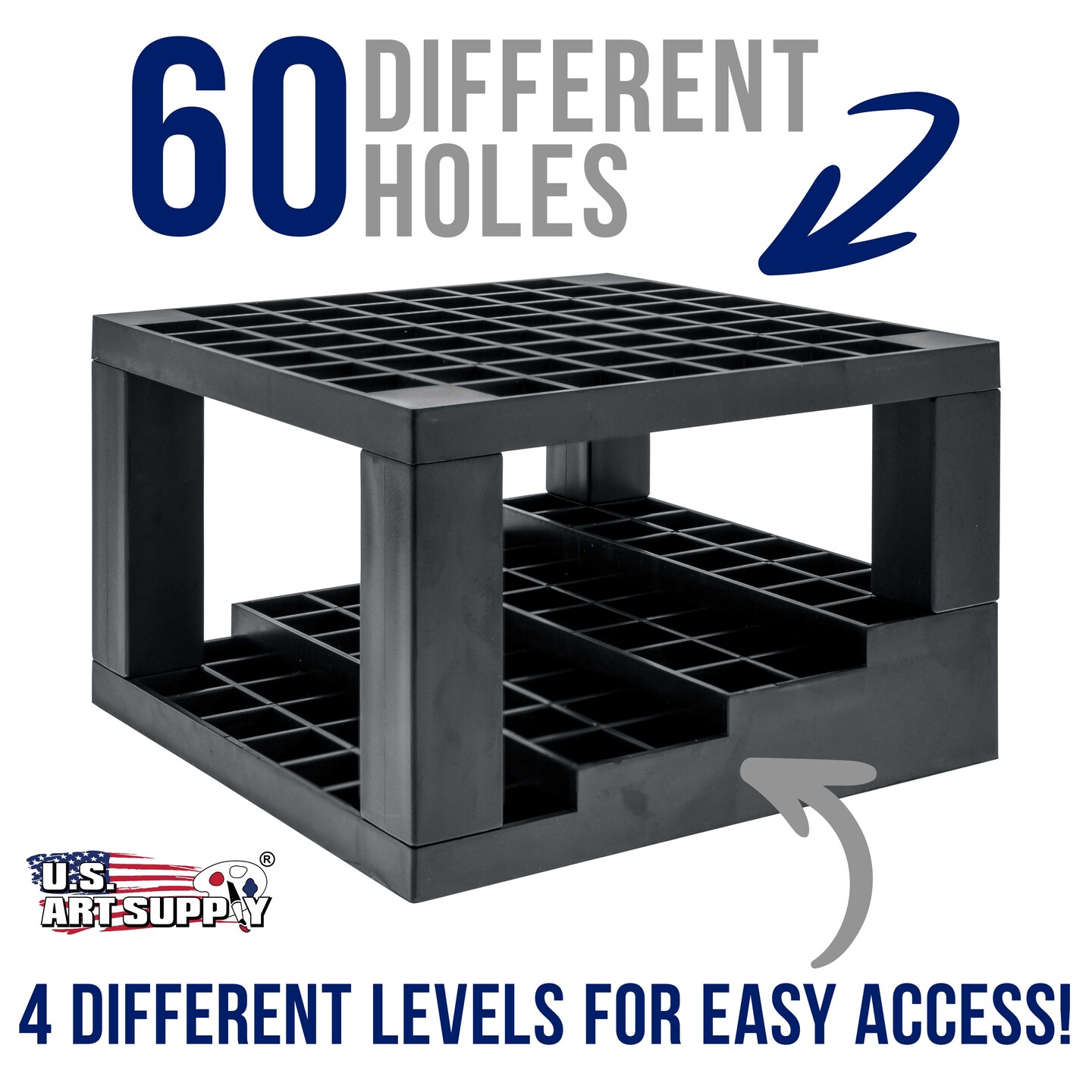 60 Slot Marker Organizer & Paint Brush Holder – Multi-Level Marker Storage, Pens, Brushes, Colored Pencils