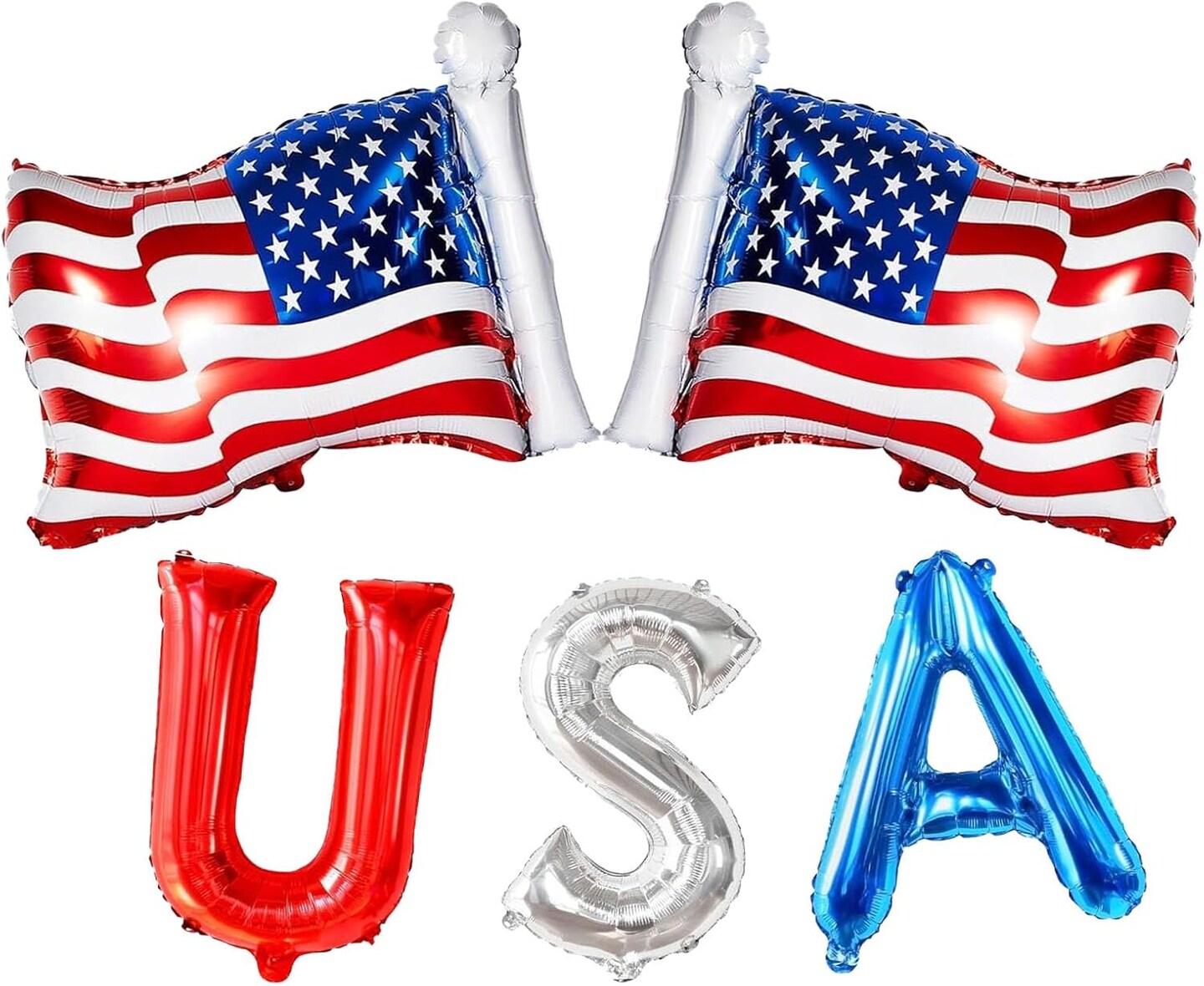 Latex Balloons USA Letter Banner & American Flag Balloons – 4th of July Patriotic Decorations for Independence Day, Memorial Day & American-Themed Parties