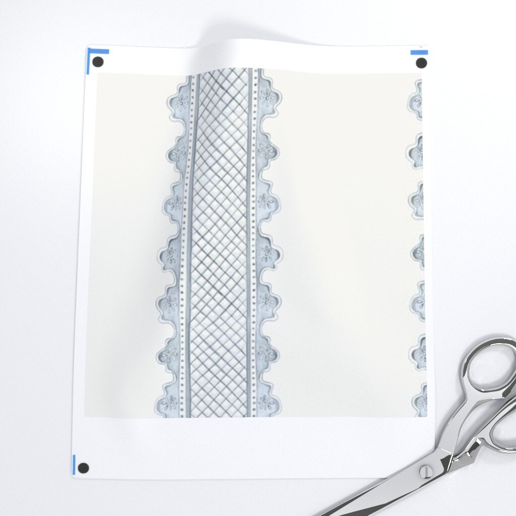 Preppy Blue Stripes Rococo Baroque Granny Chic French Country Cottagecore Italianate Large Scale Custom Removable Wallpaper by Spoonflower Peel & Stick Wallpaper 2FT Wide