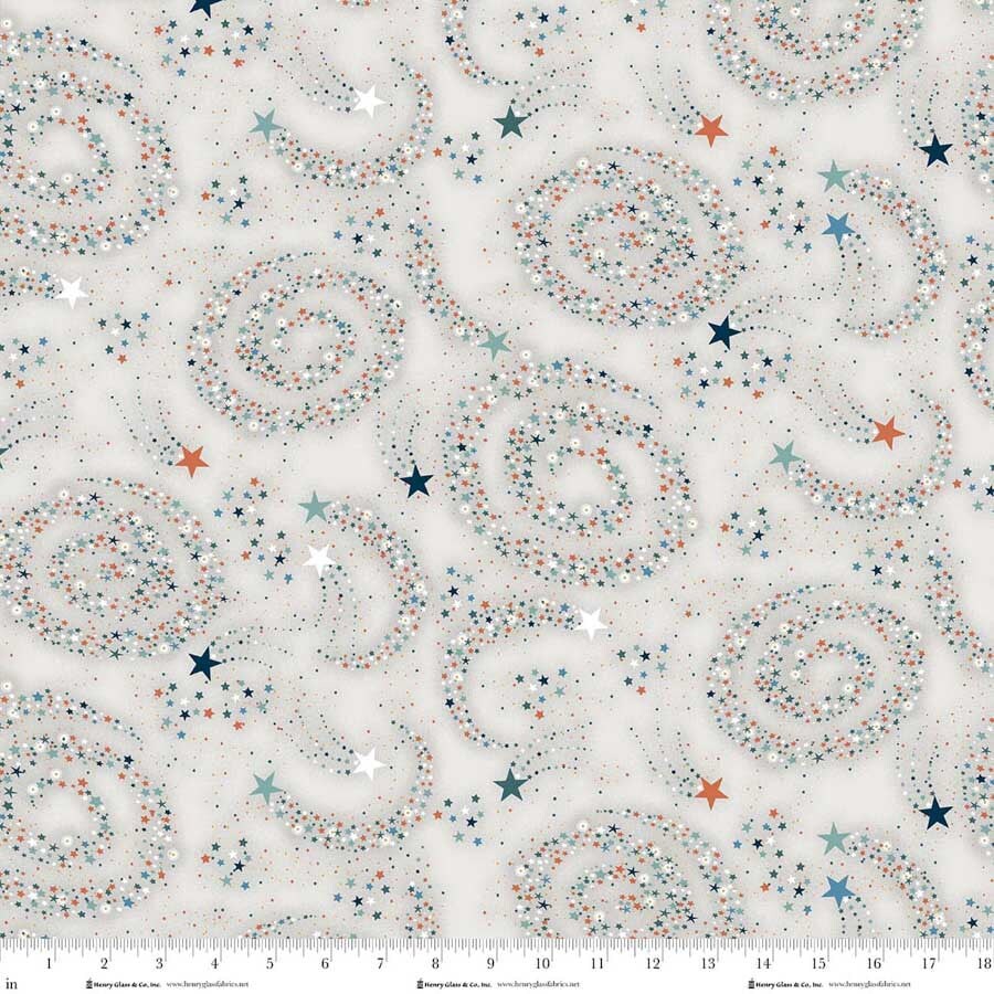 Fabric Henry Glass Gray Galaxy Milky Way Glow in the Dark by the Quarter Yard 2114G-90