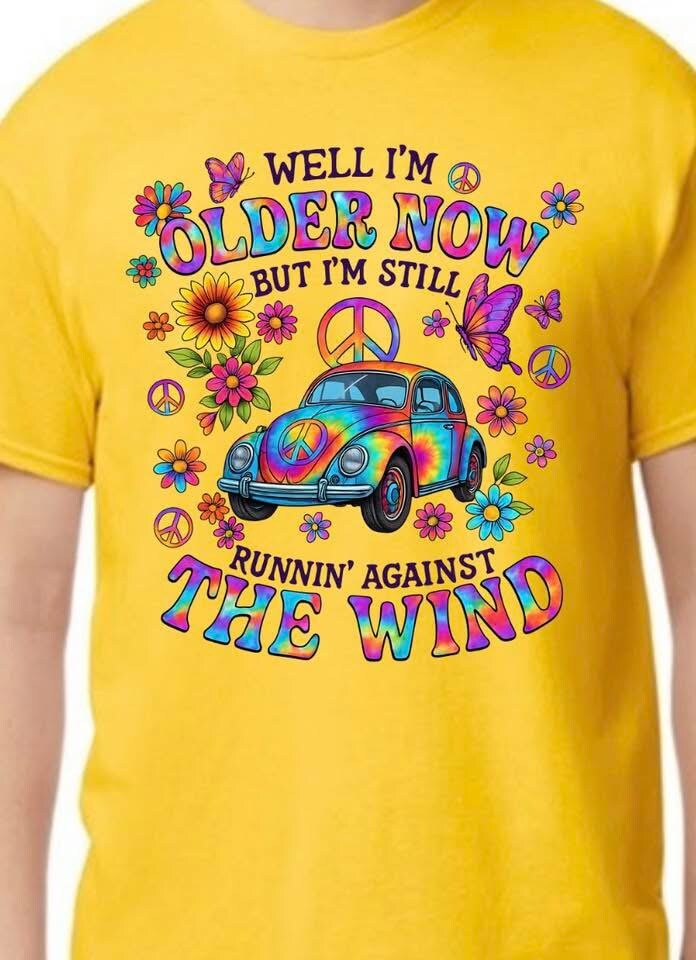 Runnin Against The Wind” Hippie Retro Vintage Adult T-shirt