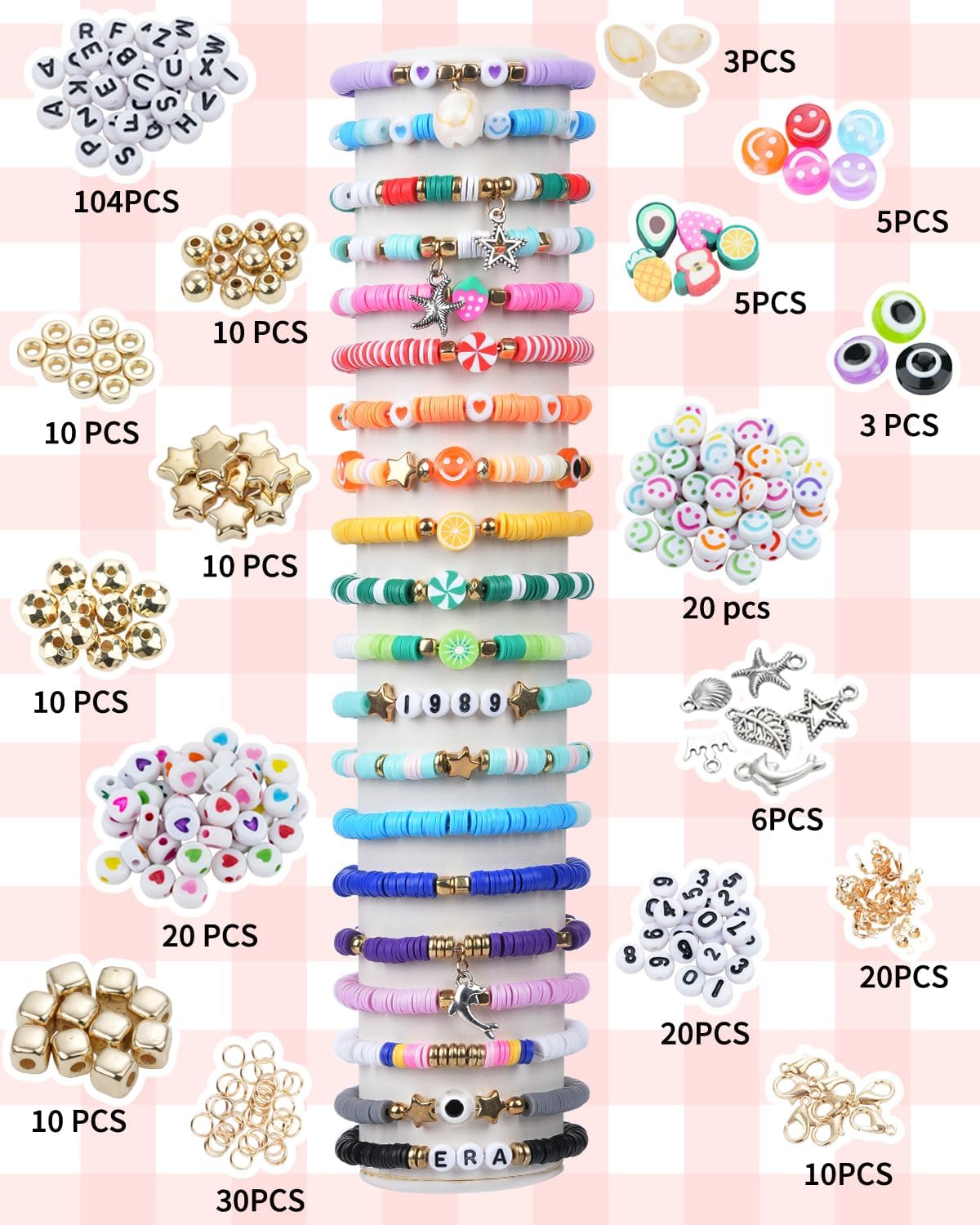 Bracelet Making Kit – 5,000pcs Clay & Preppy Heishi Beads with Charms | DIY Friendship Jewelry Kit for Girls Ages 6–12 | Polymer Beads for Bracelets & Crafts