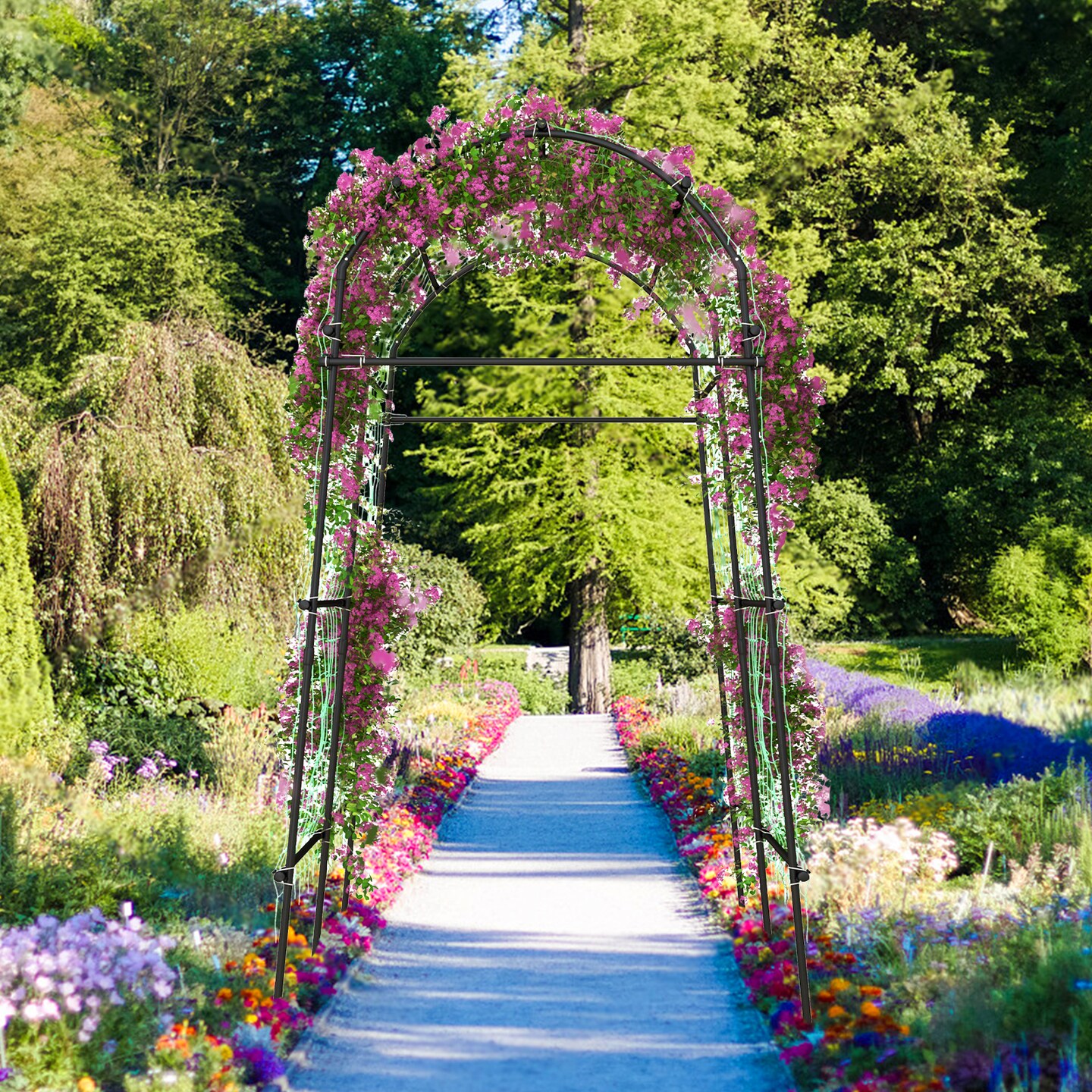 Garden Arch Trellis 7.5 Feet, PE Coated Metal for Climbing Plants