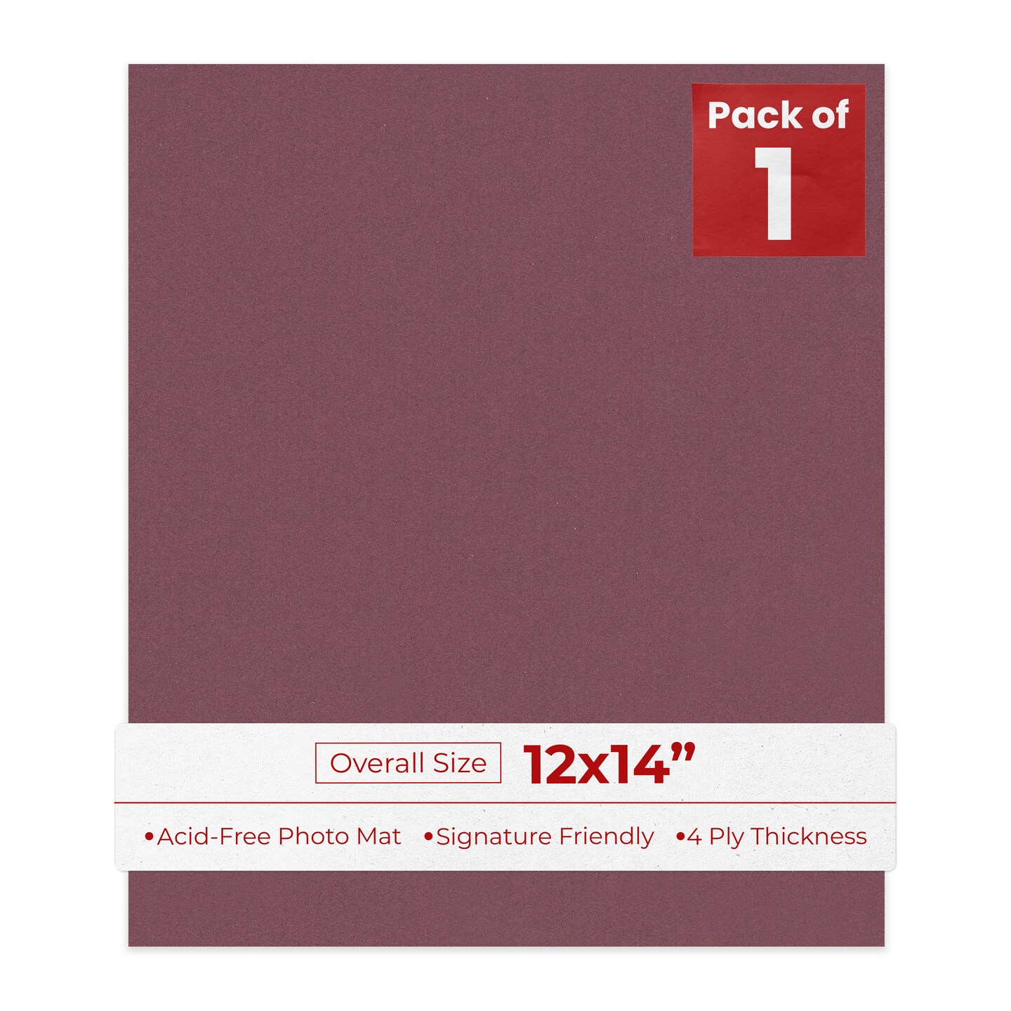 Raspberry Red 12x14 Uncut Mat Board - Blank Sheets, No Opening