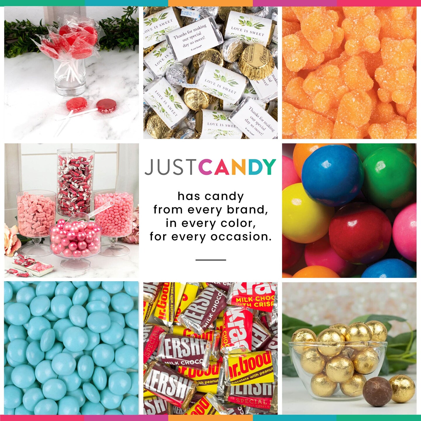 Easter Candy Gift Tin (Plastic Tin With Approx. 1lb Candy) Silver Chocolate Kisses, Assorted Wrapped Miniatures & Gold Mini Peanut Butter Cups - Bunny & Chick