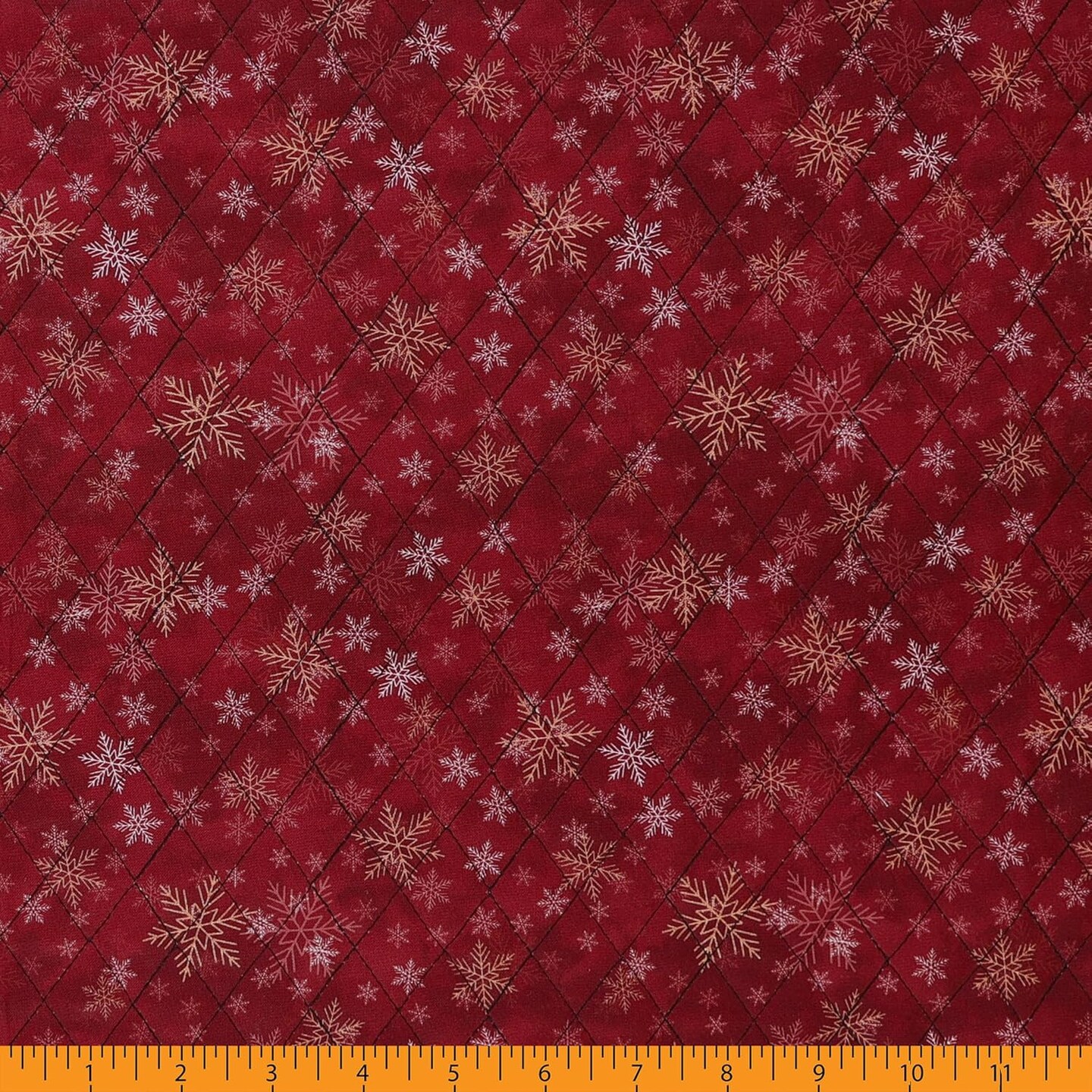 Mook Fabrics Double Faced Prequilted Christmas Lights Snowflakes By the Yard