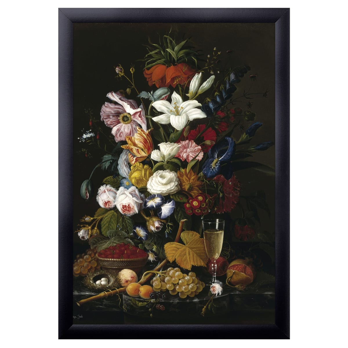 12" x 16" Floral Mix Framed Wall Art, Contemporary Floral Home Décor, Glass Facing and Hanging Hardware Included
