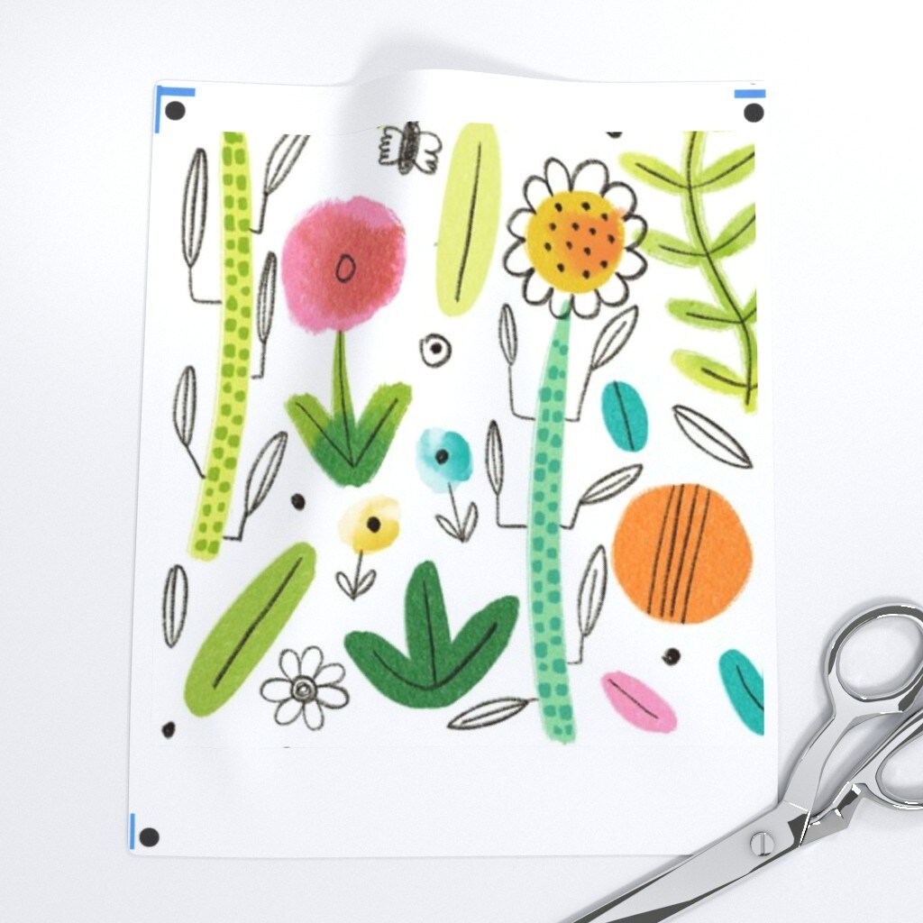Spring Floral Bright Flowers Plants Colourful Hand Drawn Watercolor Insects Custom Pre-pasted Wallpaper by Spoonflower Pre-Pasted Wallpaper 2FT Wide