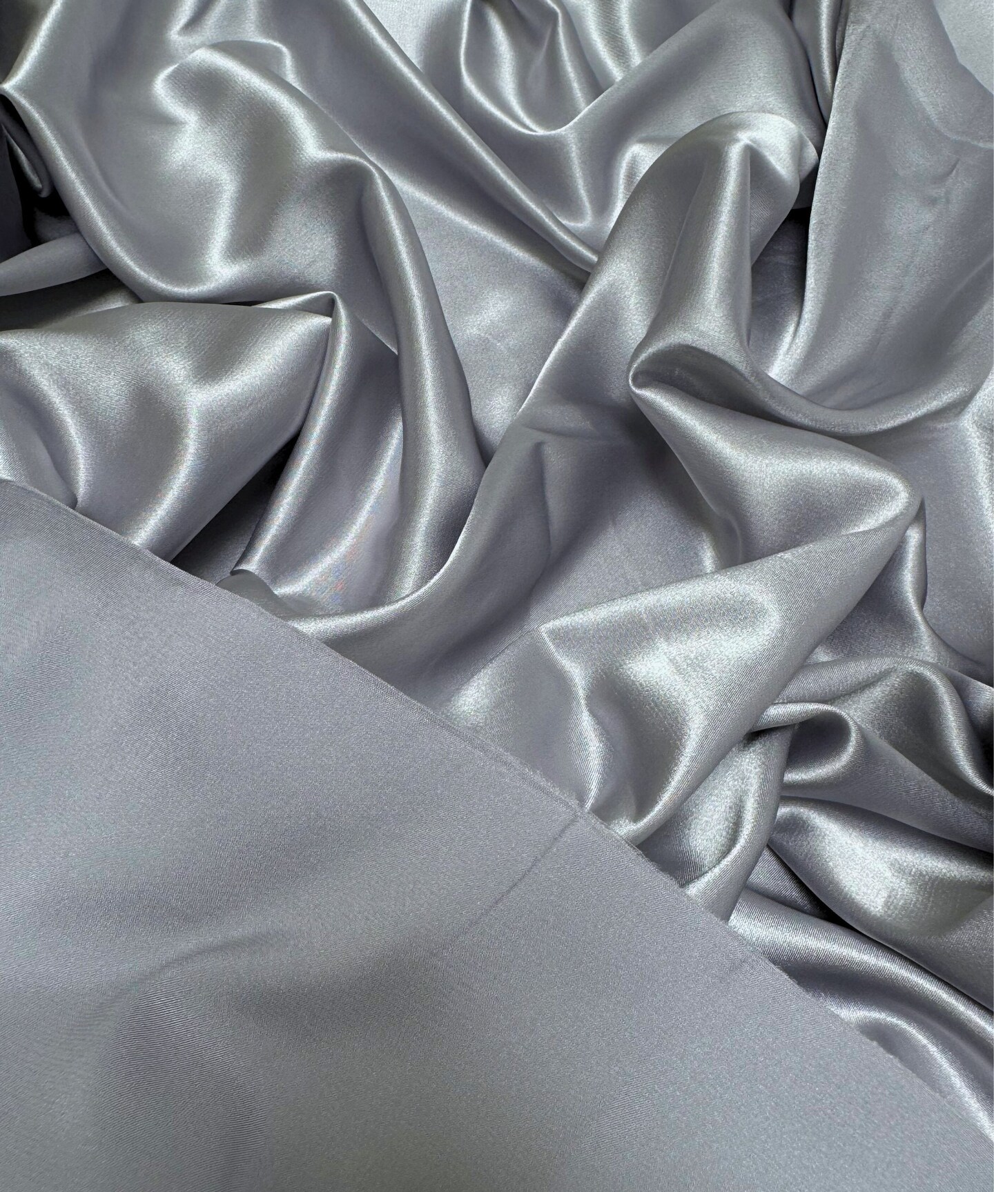 Silver Stretch Charmeuse Satin Fabric by the Yard, 58" Wide Silky Lightweight Satin for Bridesmaid Dresses, Gowns, Lingerie
