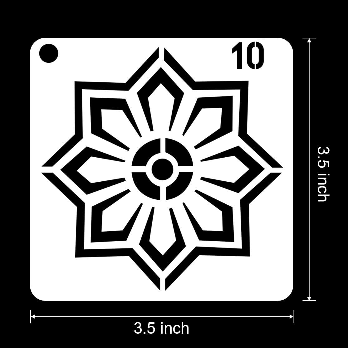 36-Pack Reusable Mandala Stencils – 3.6 x 3.6 in Dot Painting Templates for DIY Crafts on Rocks, Wood, Canvas, Fabric, Glass & Pottery