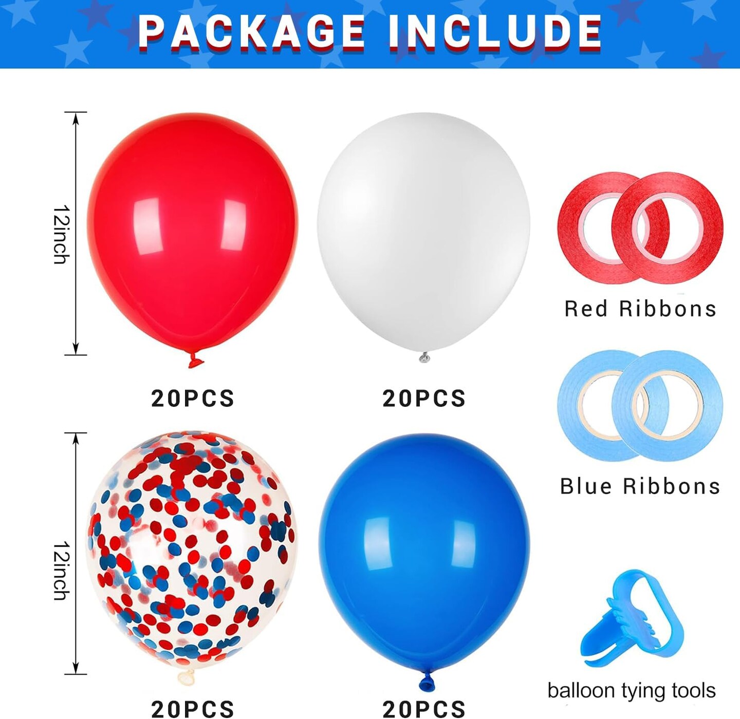 Latex Balloons Red, White & Blue – 80PCS Patriotic Balloons for 4th of July, Independence Day, Memorial Day, Graduation, Birthday & Wedding Party Decorations