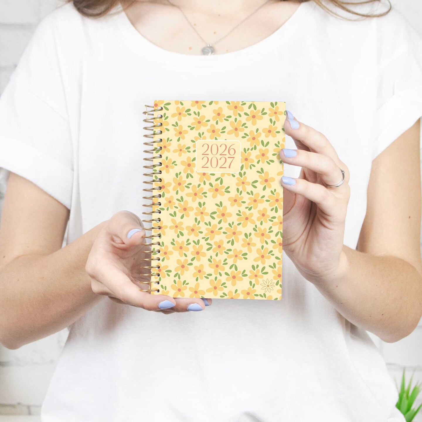 bloom daily planners 2026–2027 Academic Pocket Planner, 13 Month Monthly & Weekly, 4" x 6", Butter Yellow Daisies
