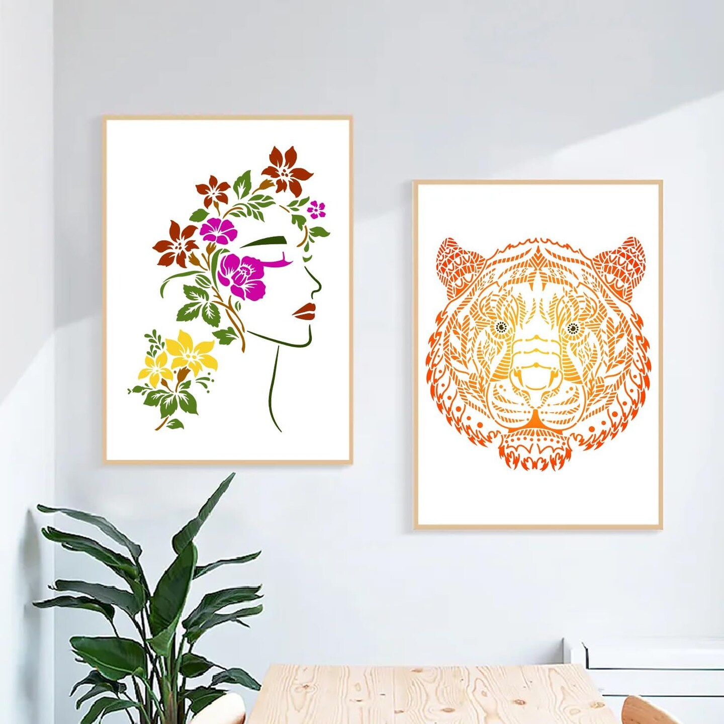 12-Pack Large Floral & Moon Mandala Stencils – Reusable A4 Painting Templates (8.3 x 11.7 in) for DIY Crafts on Walls, Floors, Wood, Tiles, Fabric & Furniture