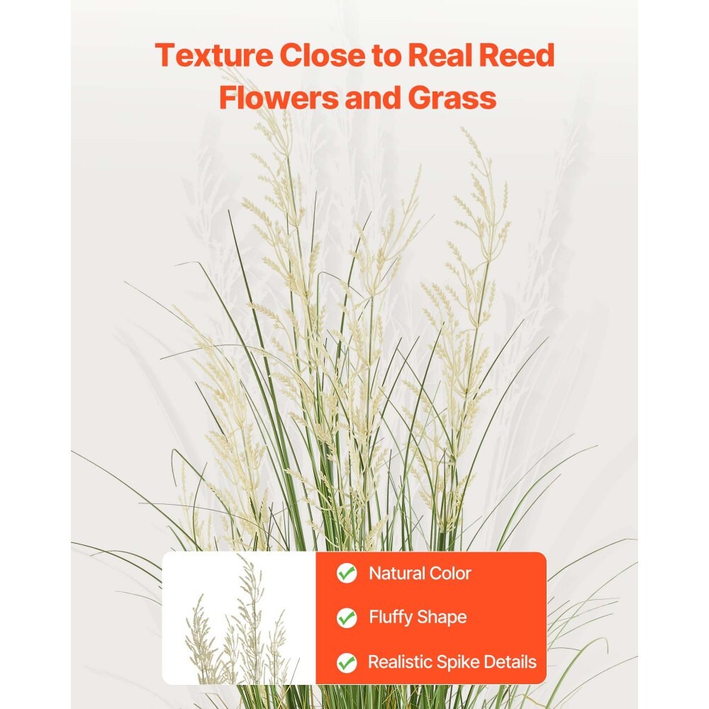 Artificial Reed Grass Plant 47" in Pot, Fake Greenery for Home and Office