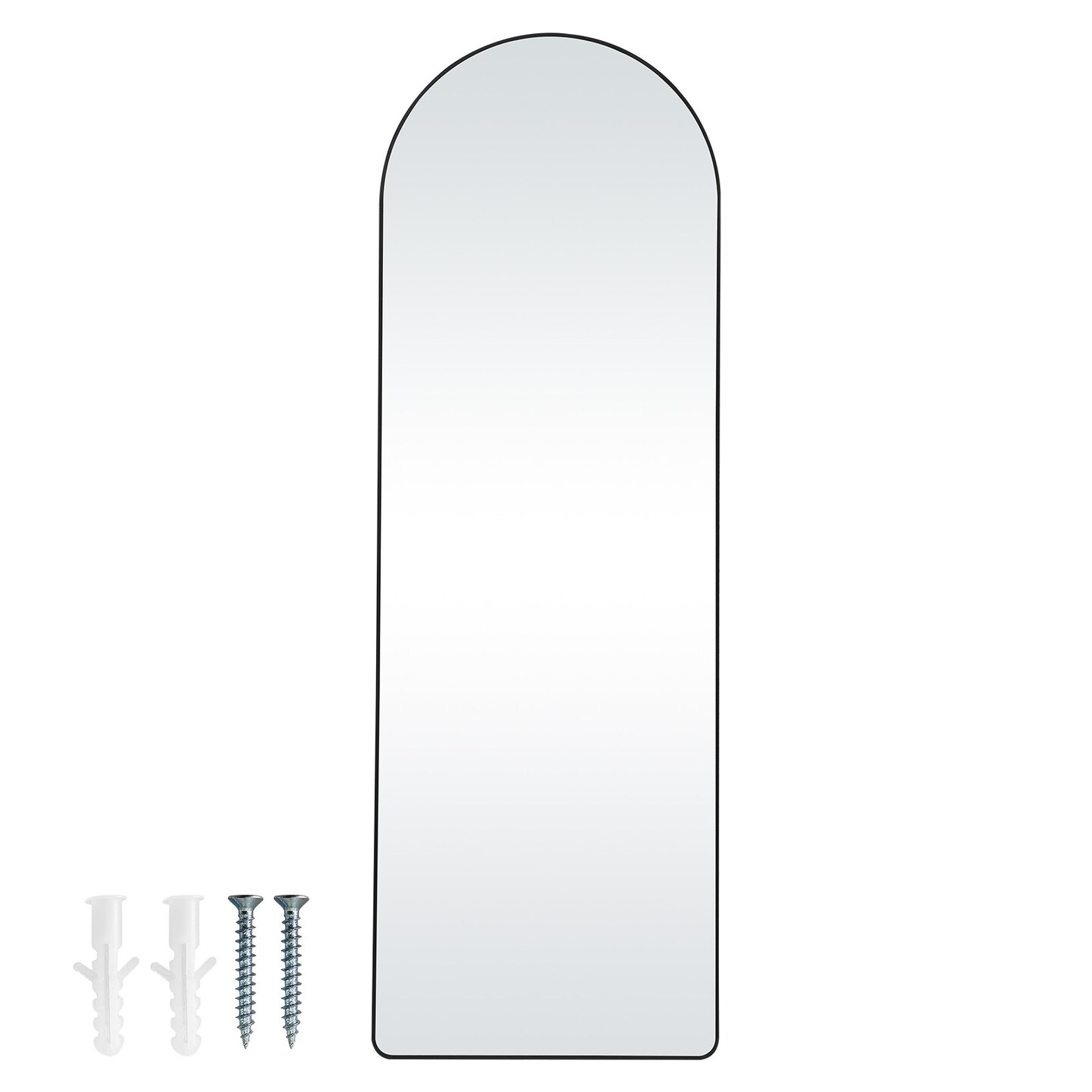 Arched Full Length Mirror 65 x 22 in Floor Mirror with Stand Aluminum Frame