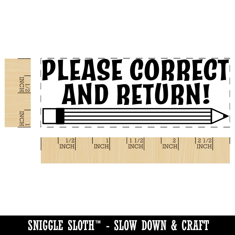Please Correct and Return Pencil Teacher Student School Self-Inking Rubber Stamp Ink Stamper