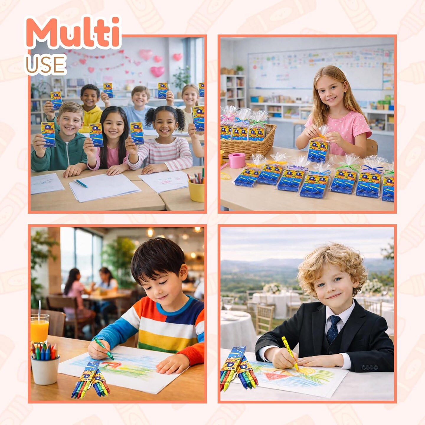 4E's Novelty 144 Boxes of 4 Packs Bulk Crayons for Kids,Non-Toxic Crayons Bulk Classpack Colors for Kids,Ideal School Supplies for Teachers & Students