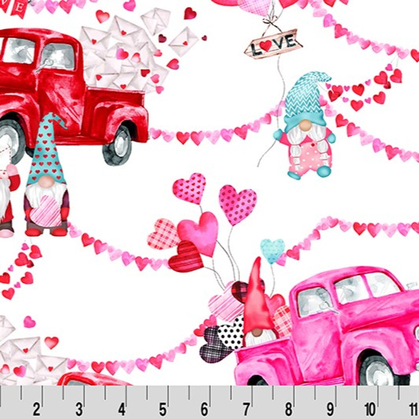 MINKY My Gnomie Pink 58 Inch wide Valentine Digital Shannon Fabrics 100% Polyester