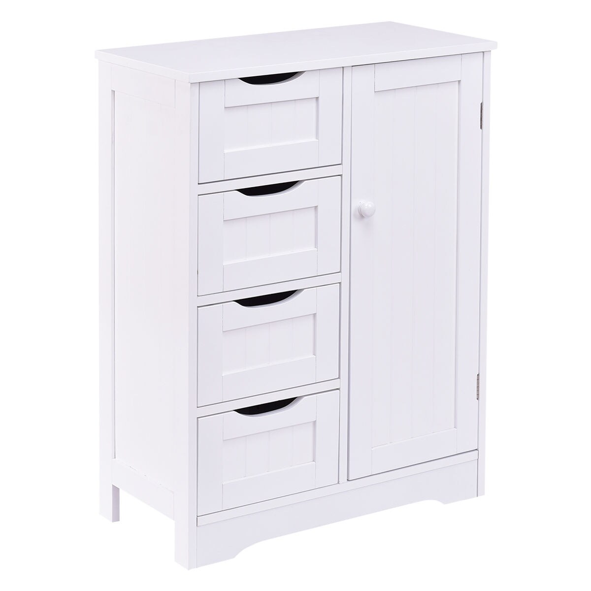 White 4-Drawer MDF Storage Cabinet with Adjustable Shelf for Bathroom or Bedroom