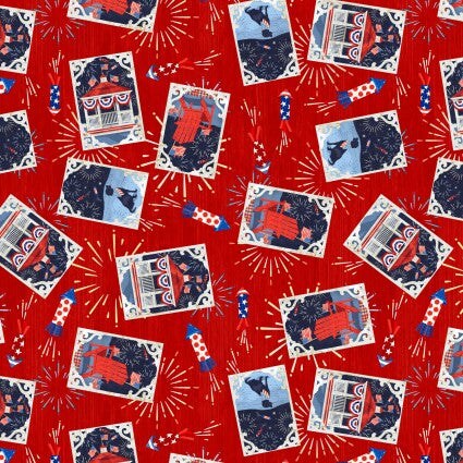 Henry Glass Patriotic Picnic Fireworks 100% Cotton Price per Yard