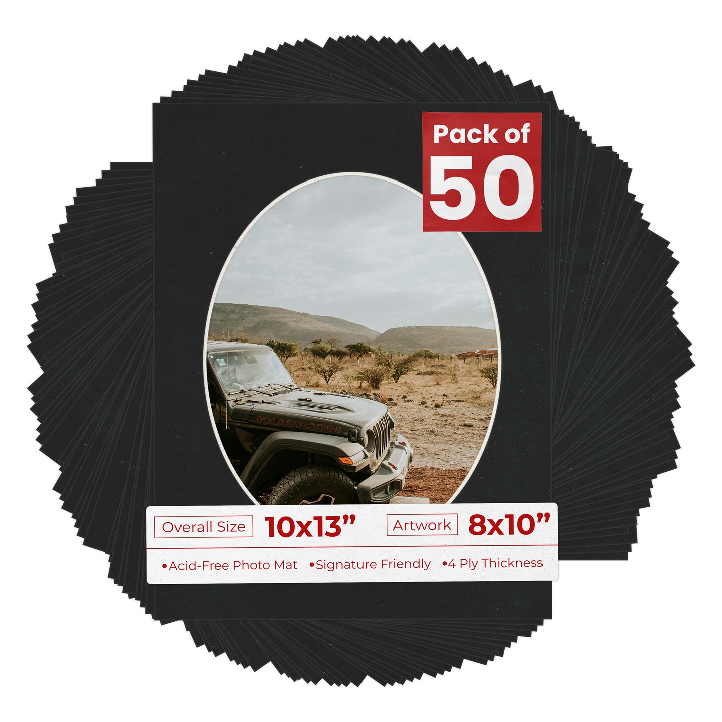 Black Suede Mat Board for 10x13 Frames - Oval Opening for 8x10 Photos