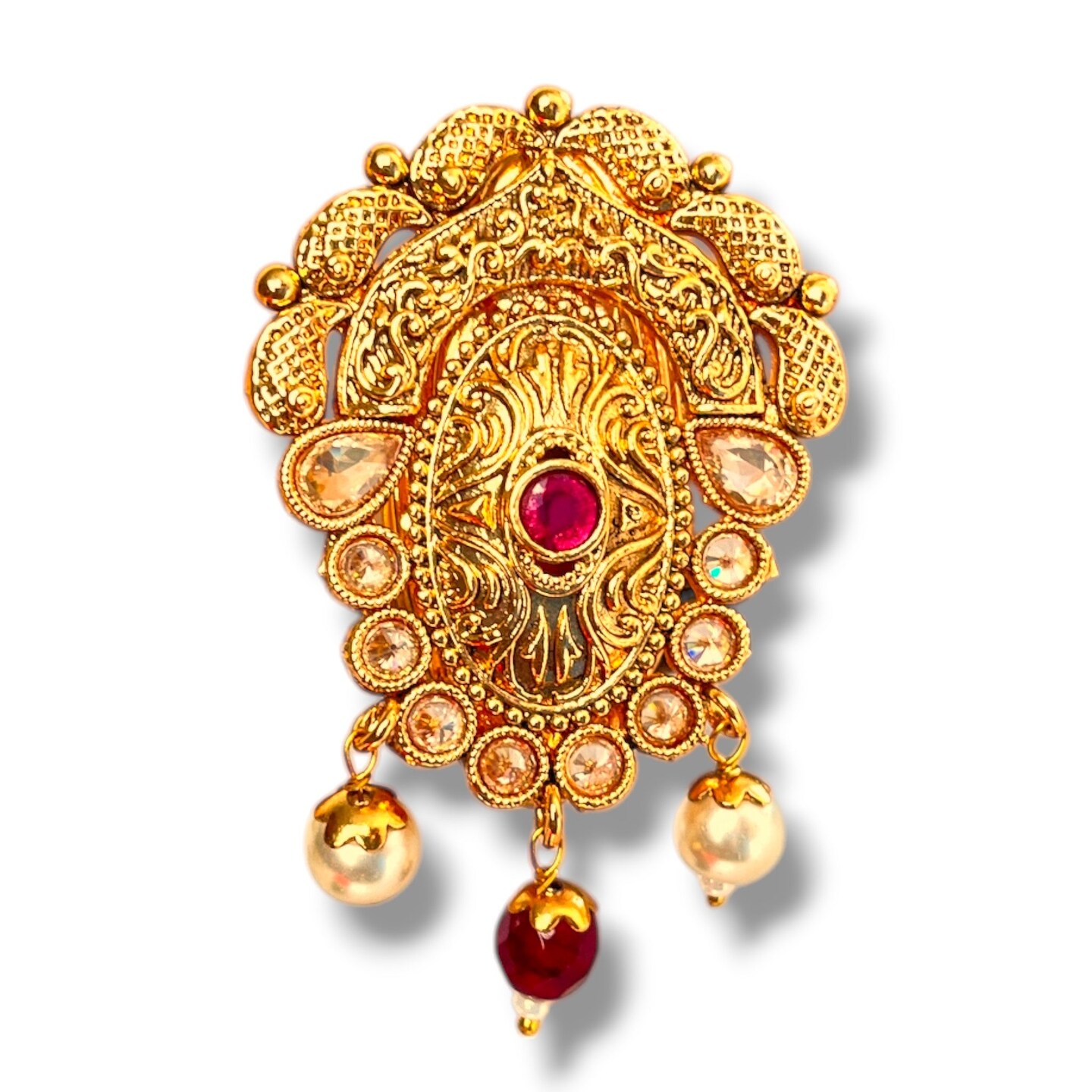 Golden Sari Brooch Indian Saree Lehenga Safety Pin Gold Tone Designer Bollywood Indian Wedding Bridal Jewelry Gift