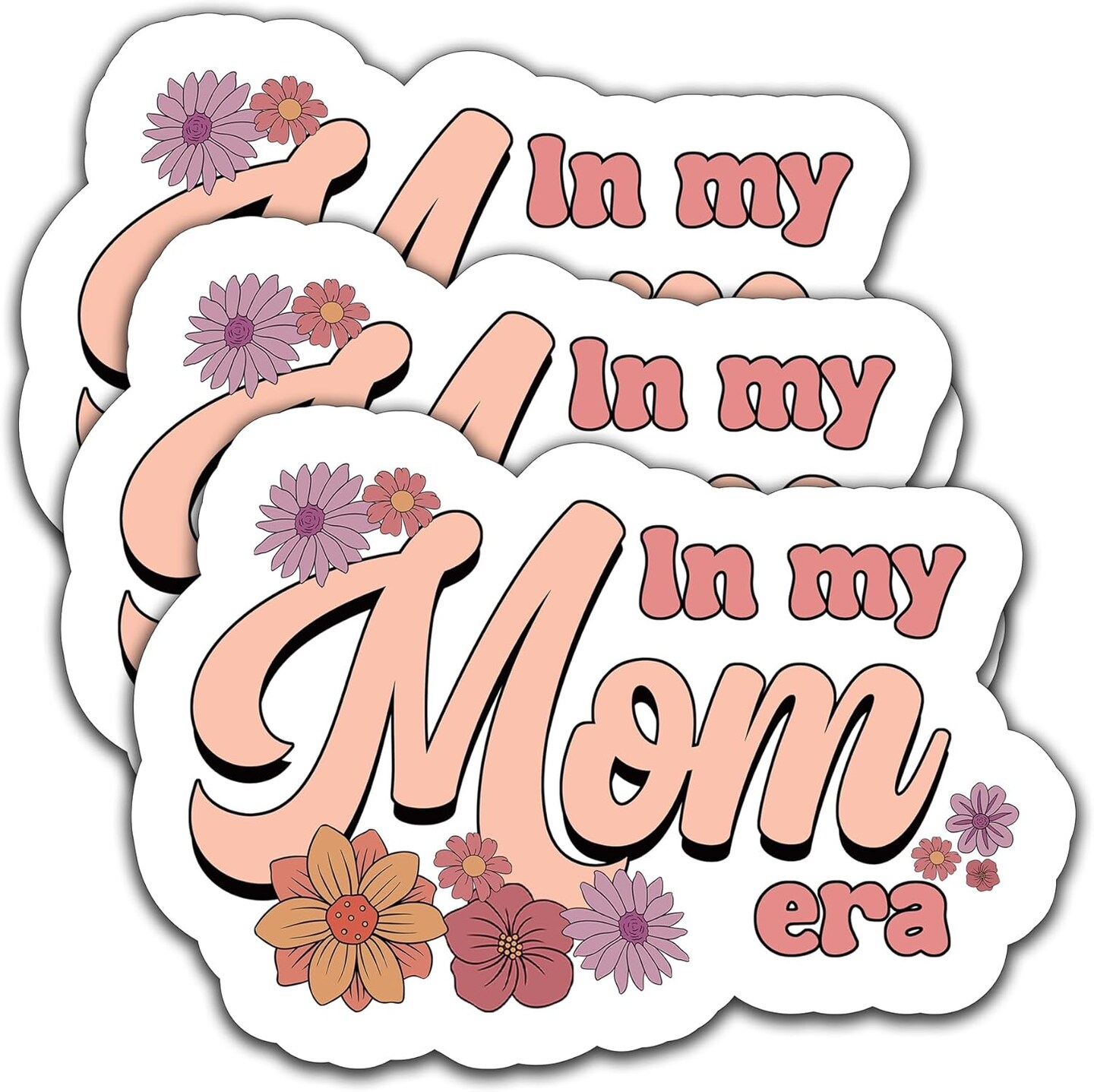 (3PCS) in My Mom Era Sticker Funny Mom Stickers Mom Decals Decorate Books, Phones, Laptops, Water Bottles, Kindles, Tumbler, Waterproof Vinyl Stickers Gift for Mom Mommy Mama, Size 3&#x22; x 2.1&#x22; Inch