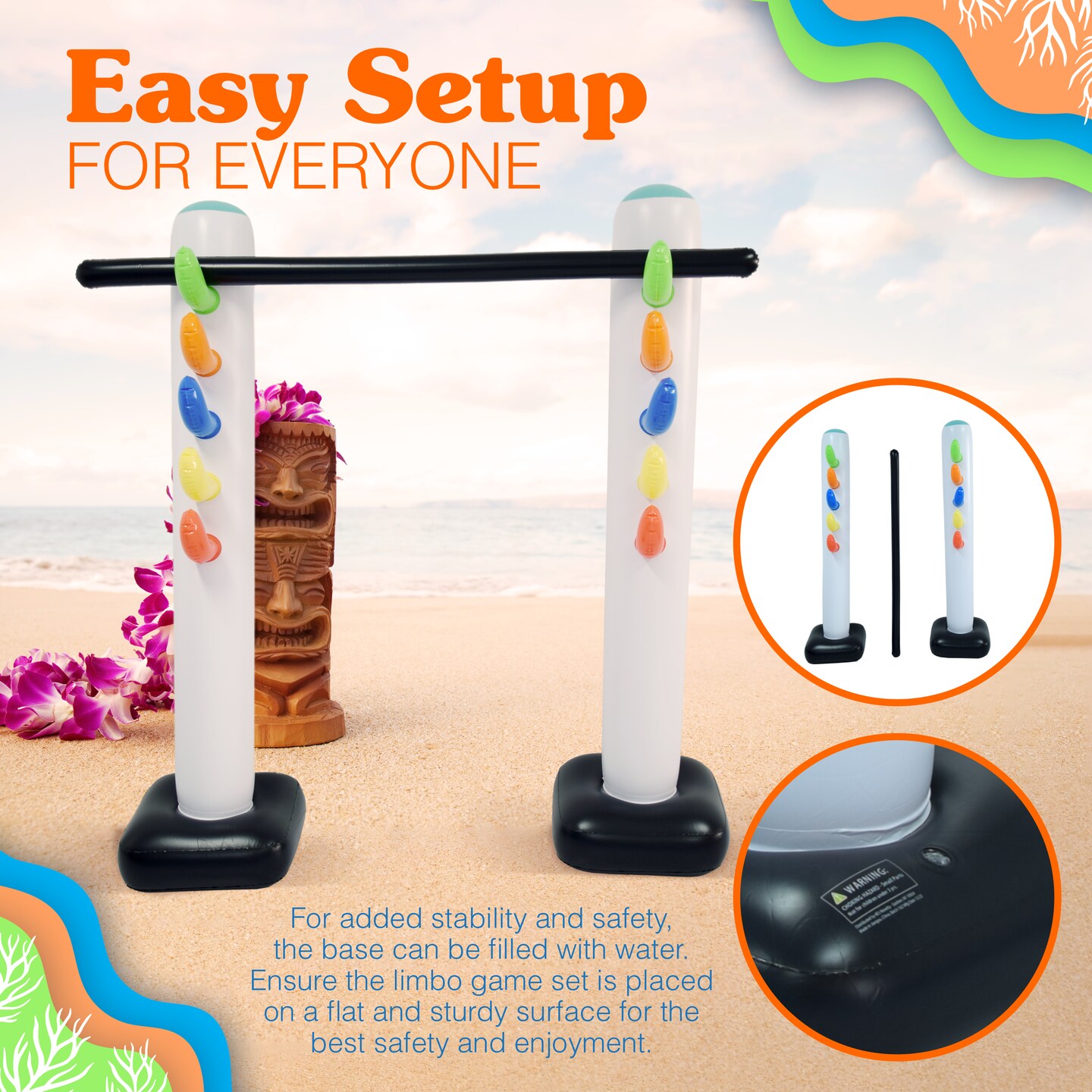 4E&#x27;s Novelty Inflatable Limbo Game &#x2013; 62&#x22;&#x22; Limbo Stick for Kids Party &#x26; Outdoor Party Games