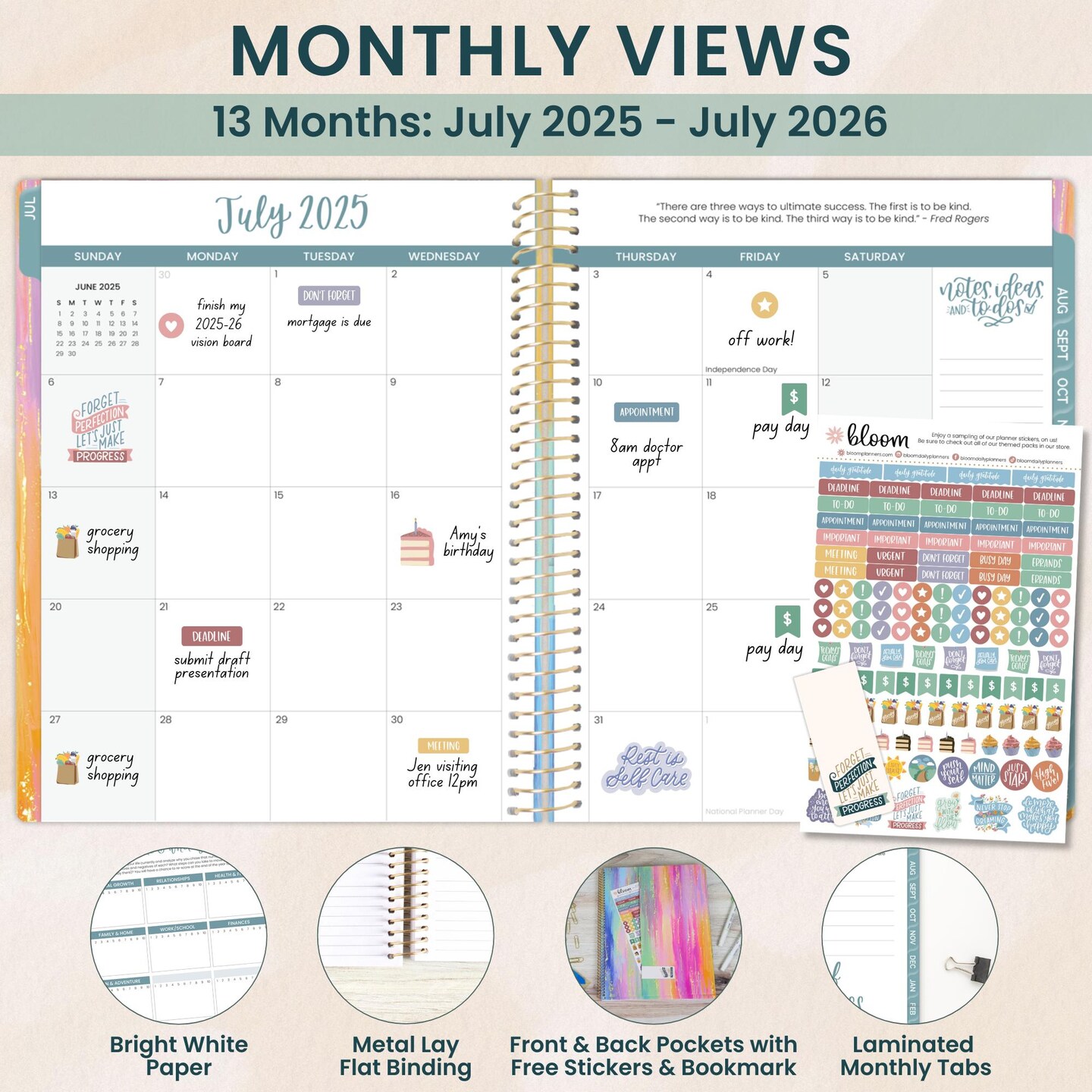 bloom daily planners 2025-26 Academic Planner, Soft Cover, 8.5&#x22; x 11&#x22;, Creating A Life I Love