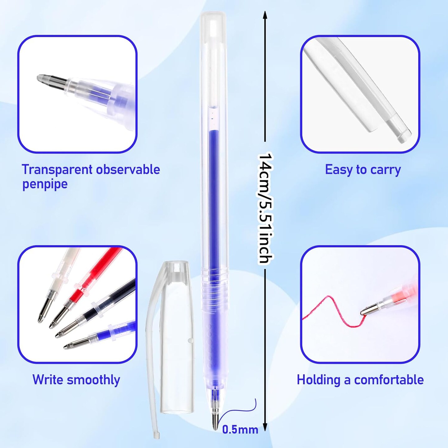 36Pcs Heat Erasable Pens for Fabric, Includes 6Pcs Fabric Pens with 30 Refills, 0.5mm Fabric Markers for Sewing, Assorted Colors Embroidery Pen for Quilting Sewing Diy Dressmaking Accessories