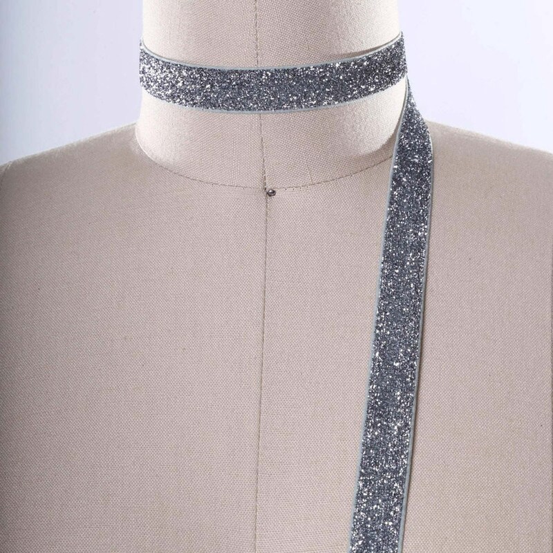 2 Yards Silver Glitter Elastic Trim 5/8&#x22; Stretchy Headband Elastic
