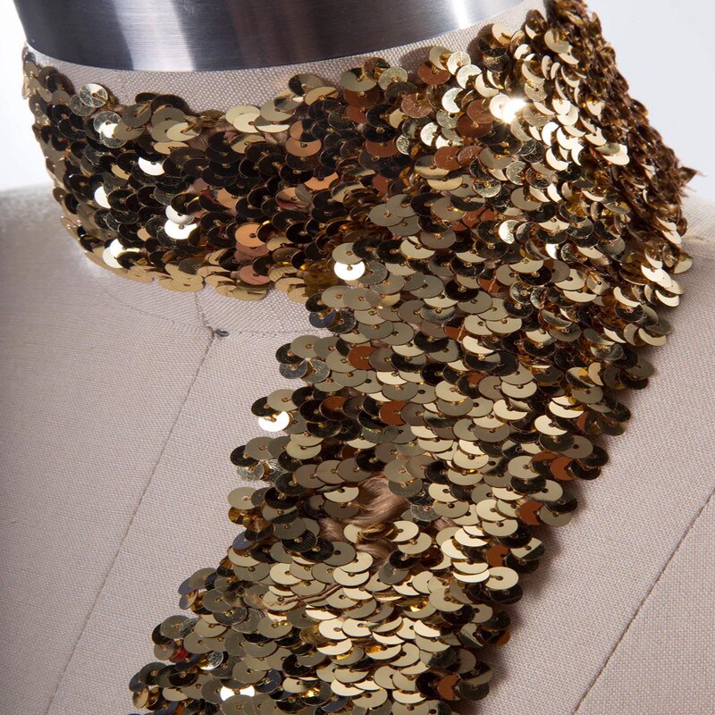 1 Yard 1.5" Antique Gold Stretch Sequin Ultra Wide Trim Perfect for Dancewear and Costumes