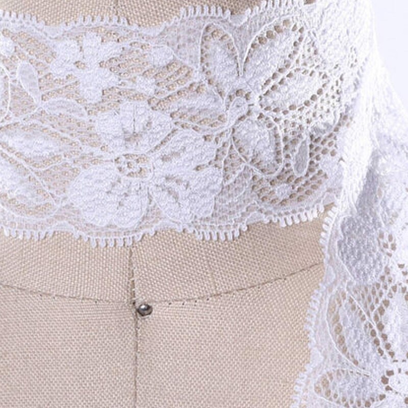 White Lily Stretch Lace 2" Elastic Scalloped Floral Trim for Lingerie, Overlays & Crafts