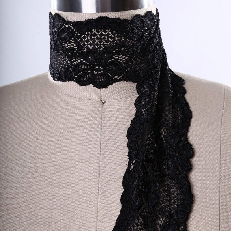 2 Yards Black Stretch Lace Trim 2.5" Wide Floral Elastic for Lingerie Bralettes & Sewing Crafts