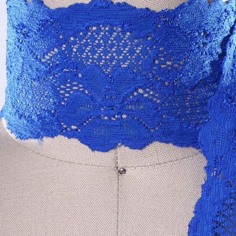 2 Yards Royal Blue Stretch Lace Trim Wide Floral Elastic Ribbon 2.5&#x22; for Sewing Lingerie &#x26; Crafts