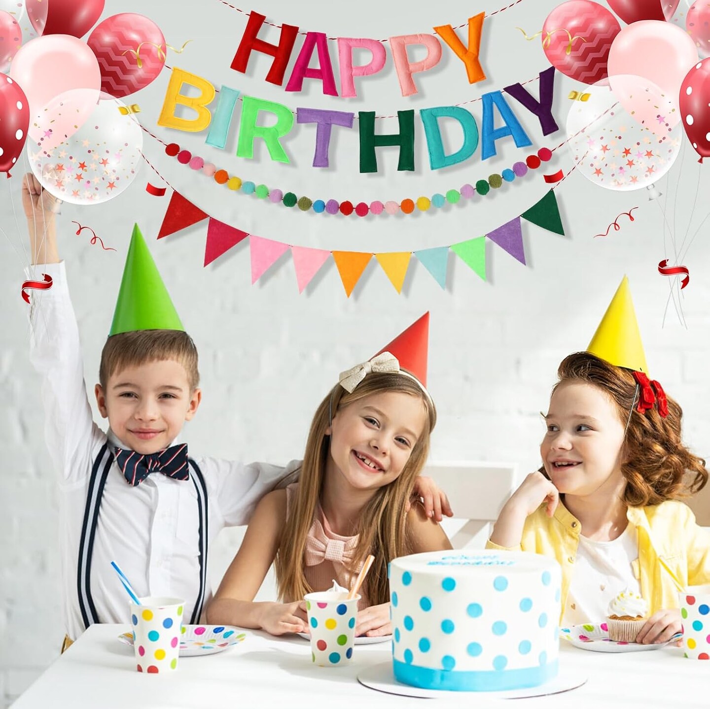 Happy Birthday Banner Flags – Photo Backdrop Decor For Kids’ Birthday Parties, 15 Letter Cards