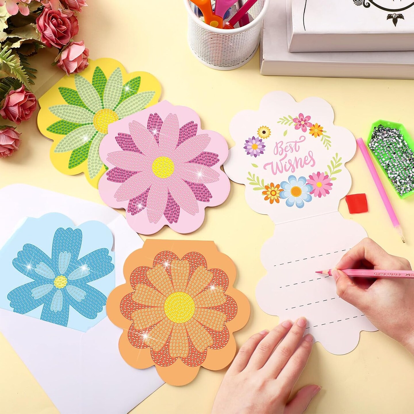 30 Pcs Mother's Day Flower Diamond Painting Greeting Card Kit