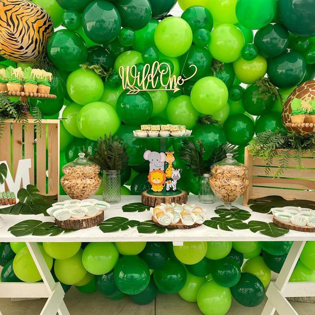 Green Balloons, 50pcs 12 Inch Different Shades Dark Green Emerald Green Lime Green Metallic Green Latex Balloons for Patrick&#x27;s Day Green Jungle Forest Themed Birthday Party Decoration