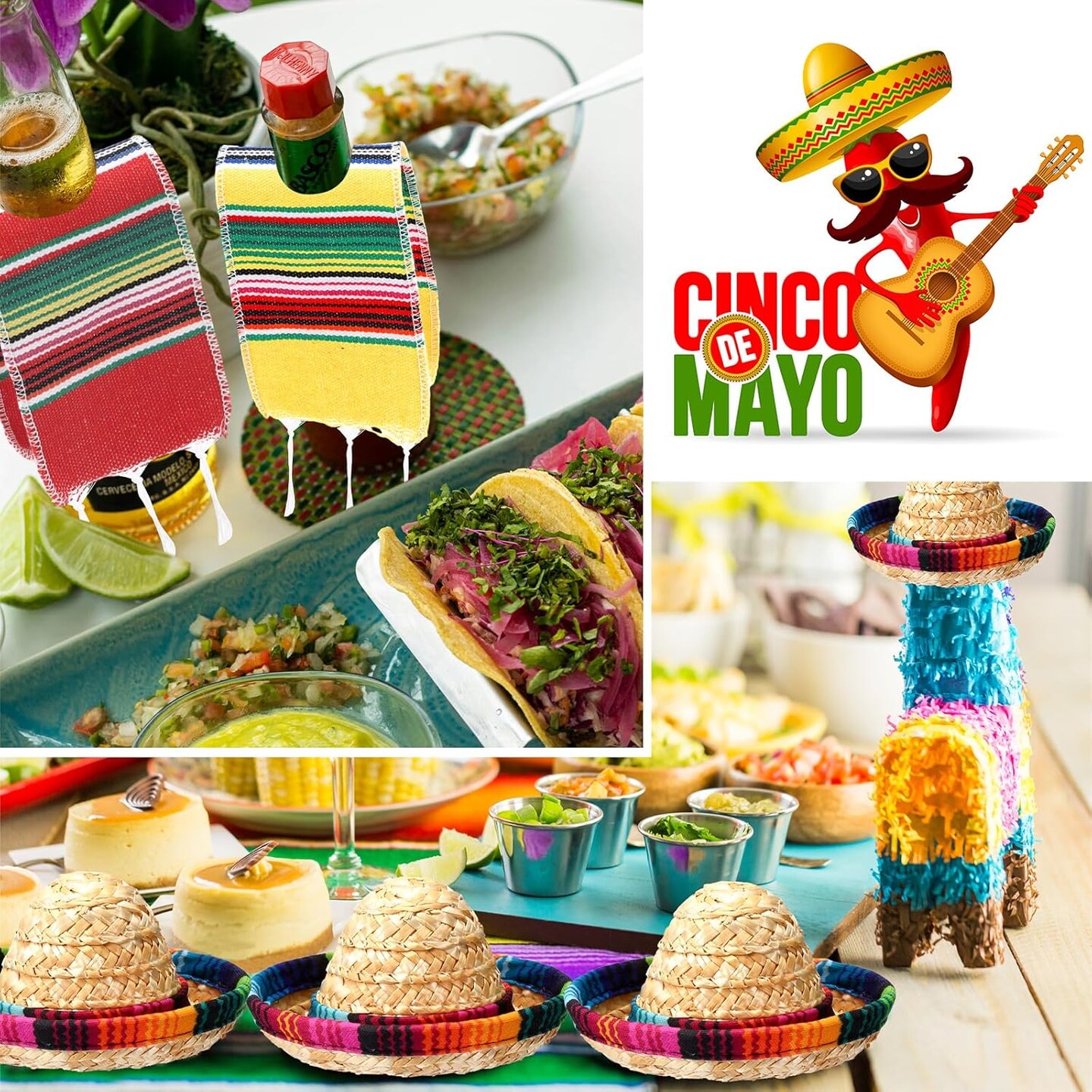 36 Sets Tiny Sombrero Hats Mini Serapes for Bottles Colorful Beer Poncho Cover Cape Sombrero Bottles Topper for Cinco De Mayo Mexican Fiesta Party Table Decorations