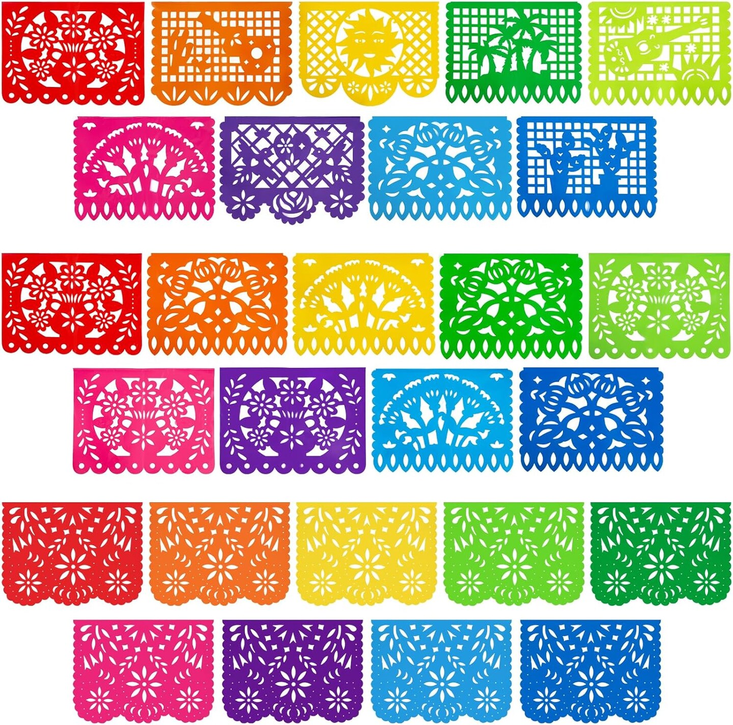 3 Packs Mexican Party Decoration, 54 Feet Plastic Papel Picado Fiesta Banner Cinco de Mayo Garland