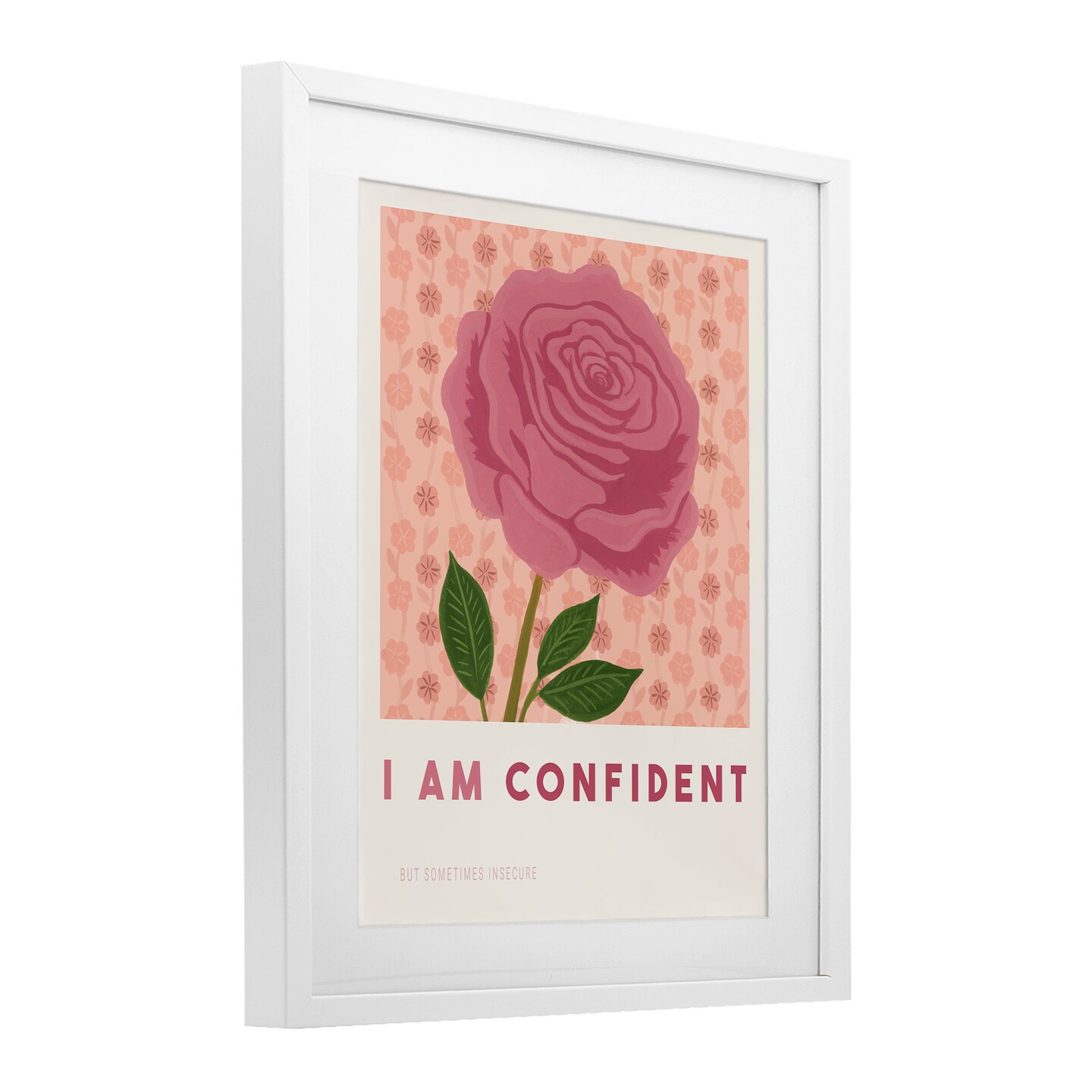Stupell Industries Rose I Am Confident Affirmation Framed Print Under Glass, design by Courtney Haley