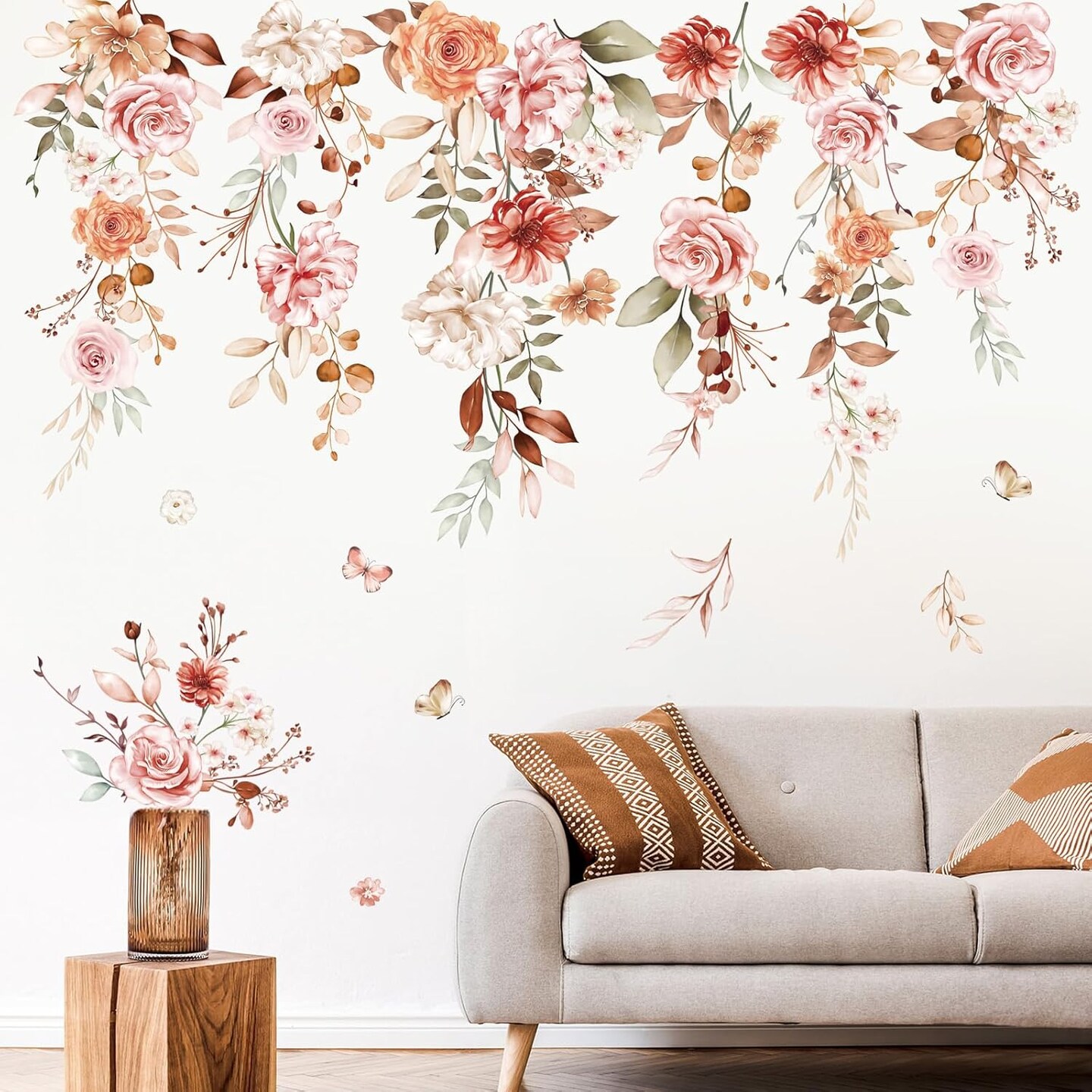 Hanging Flower Vine Wall Decals Stickers