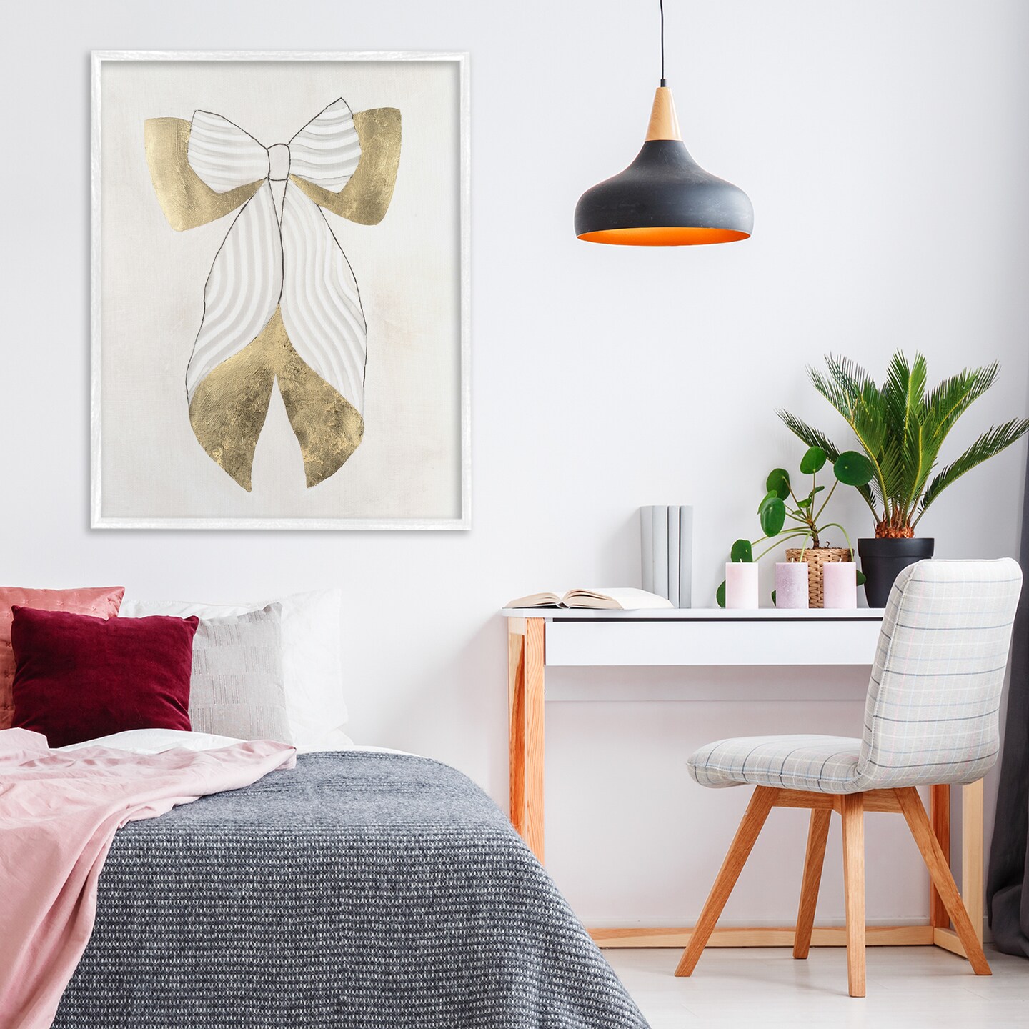 Stupell Industries Neutral Artful Bow Framed Giclee, design by Vanna Lam