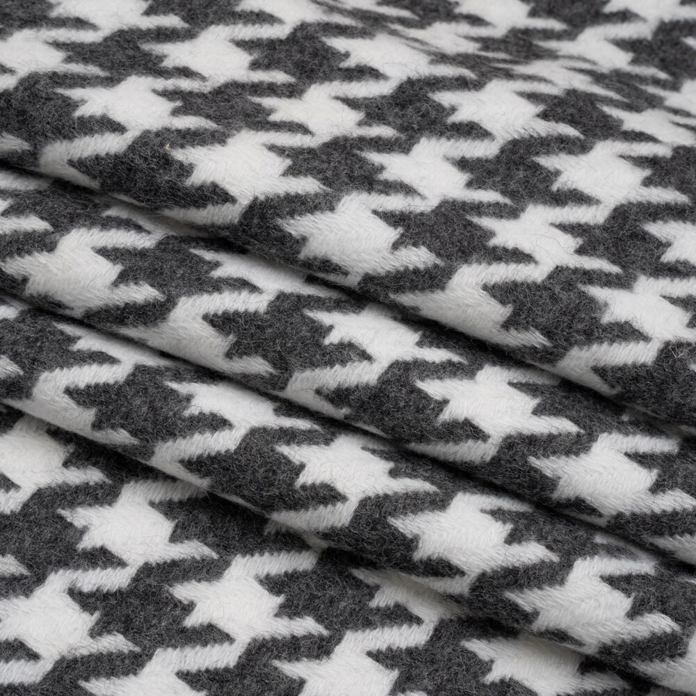 1 Yard Charcoal and White Houndstooth Felted Wool Blend Twill Coating