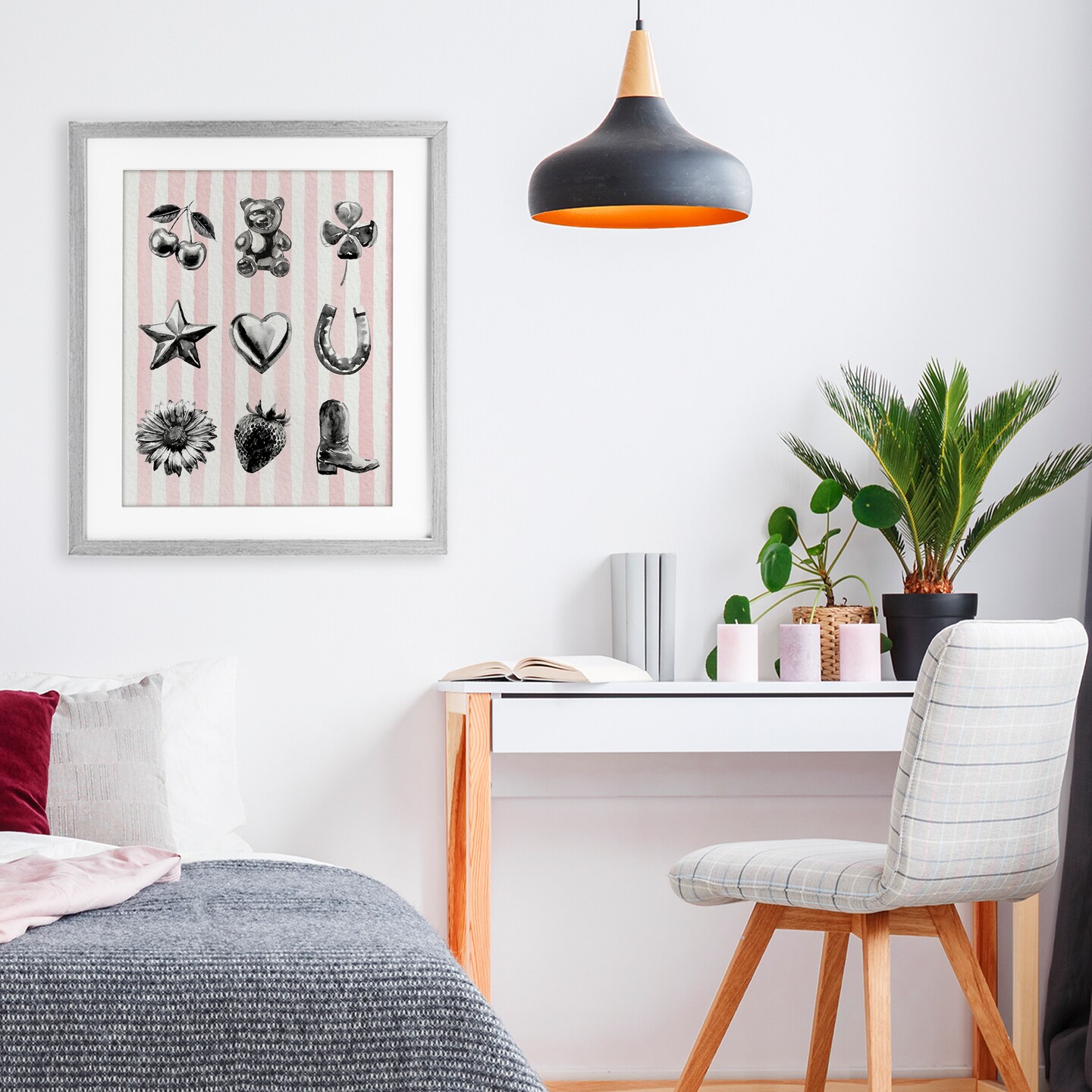 Stupell Industries Glam Western on Stripes Framed Print Under Glass, design by Lil' Rue