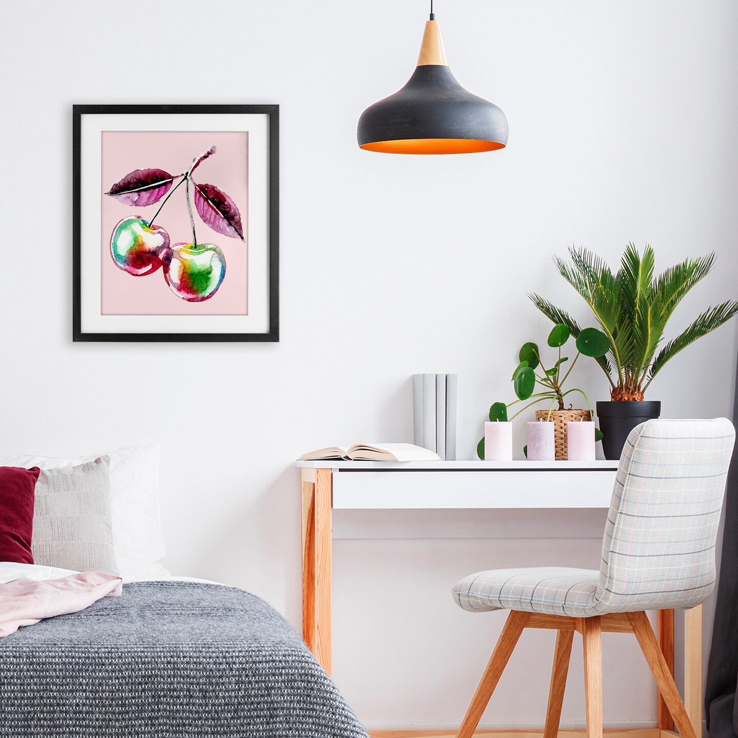 Stupell Industries Chromatic Cherries on Pink Framed Print Under Glass, design by Lil&#x27; Rue