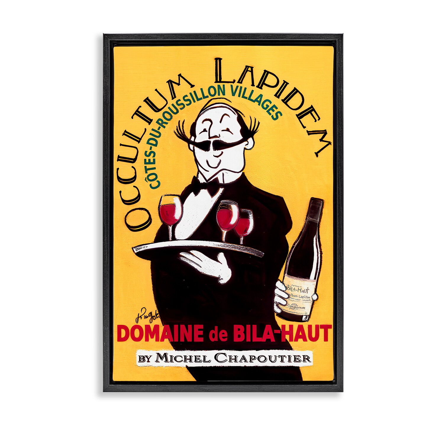 Stupell Industries Vintage Waiter & Wine Floating Frame, design by Jean-Pierre Got