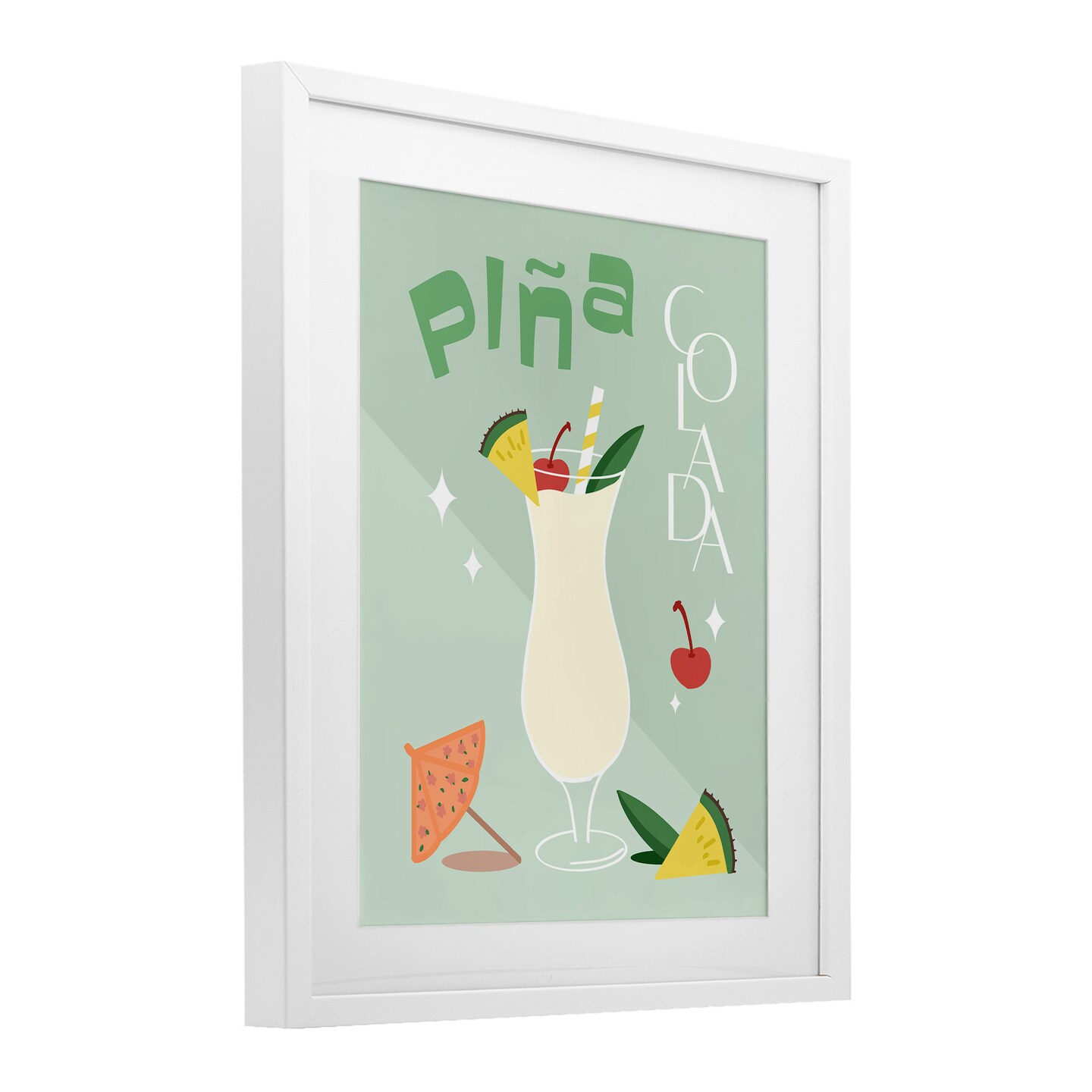 Stupell Industries Pina Colada Minimalism Framed Print Under Glass, design by ANNA QUACH