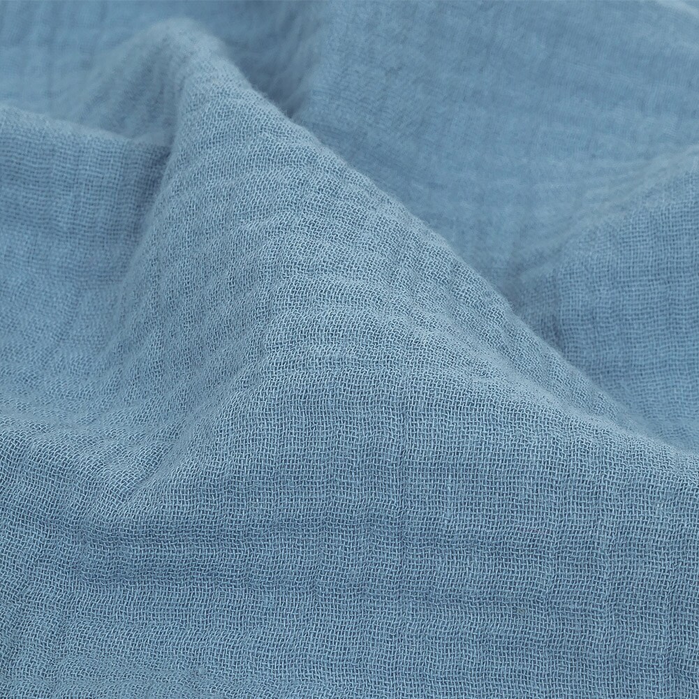 1 Yard Soft Steel Blue Double Cotton Gauze Fabric Lightweight Breathable Material 50 inch Width