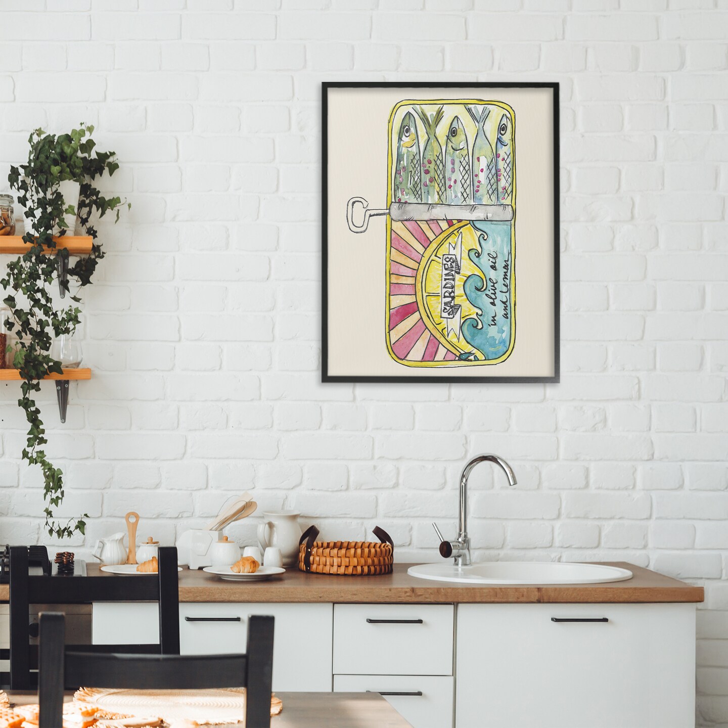 Stupell Industries Pastel Sardine Can Framed Giclee, design by NOLA JAMES